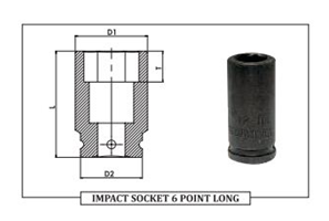 1.1/2 Square Drive Impact Socket 6 Point Long
